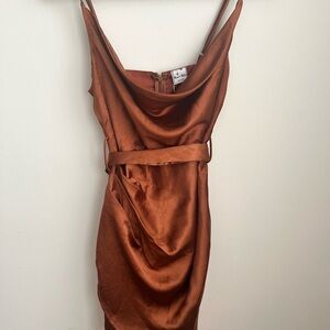 NWT Angel Biba Satin Brown Dress